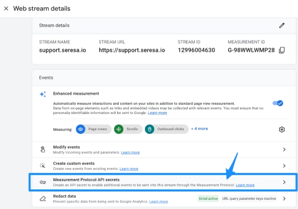 How to obtain your API key - open up Measurement Stream ID first