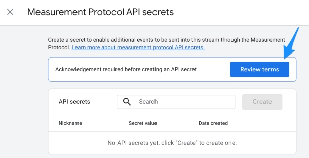 Review Terms first - then click on Create button that appears