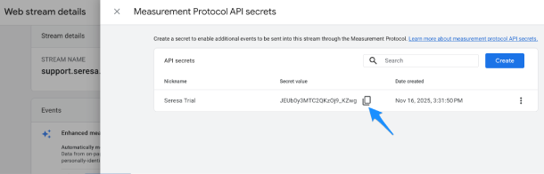 Copy the API key and keep it very secure